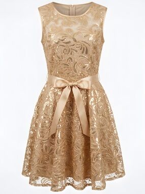 Betsy & Adam Gold Lace Dress